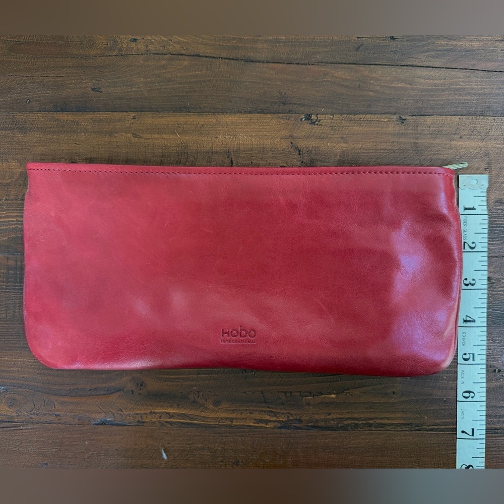 HOBO Berry Red Leather Zipper Envelope Clutch - Picture 9 of 9